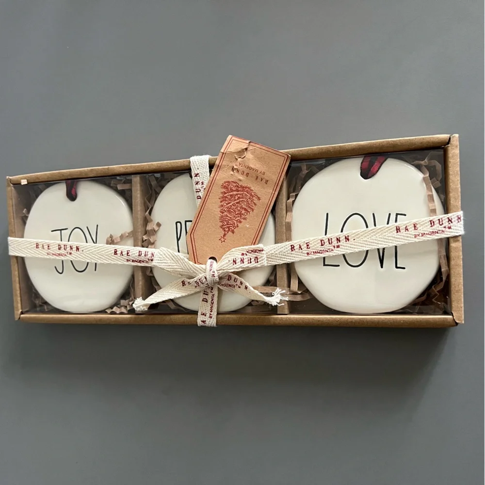 Rae‎ Dunn Joy Peace Love Christmas Ornaments